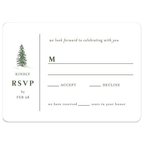 Etched Mountains Wedding Response Cards Hunter Green Signature Rounded