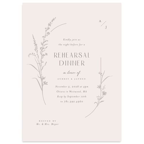 Minimal Wildflower Rehearsal Dinner Invitations Boysenberry Signature Blank Standard