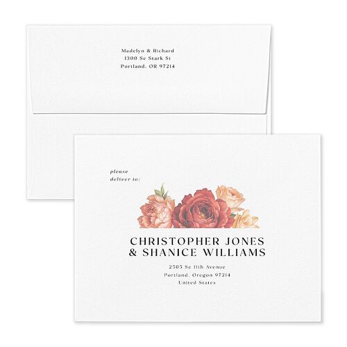 Vintage Awkward Photo Hearts Save the Date Petite Card Envelopes White Barely Peach Both Recipient and Return Addresses Signature Standard