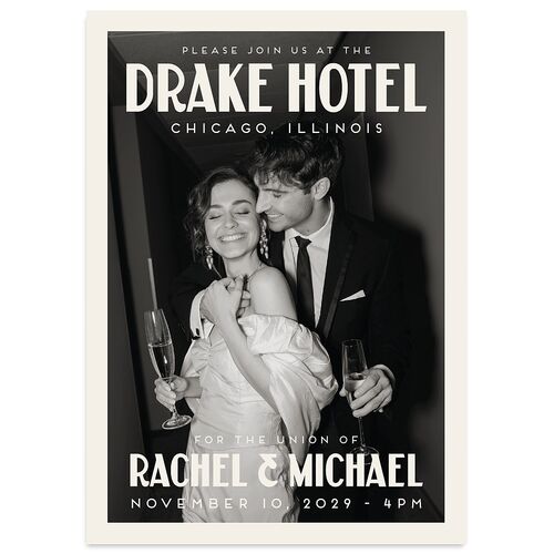 Vintage Art Deco Photo Wedding Invitations Off-White Signature Blank No Standard