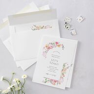 Pastel Flower Arch Engagement Party Invitations Pink Cotton Signature Blank Standard