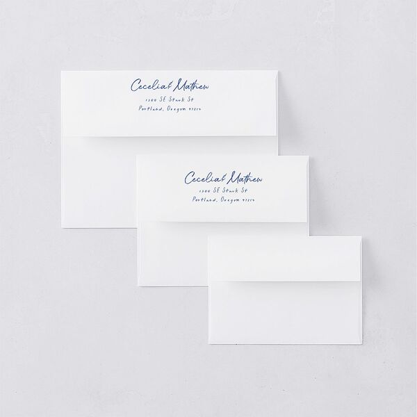 Nautical Border Save The Date Card Envelopes White French Blue Both Recipient and Return Addresses Signature Standard