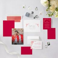 Romantic Phoenix Save the Date Cards Crimson Signature smooth Blank No