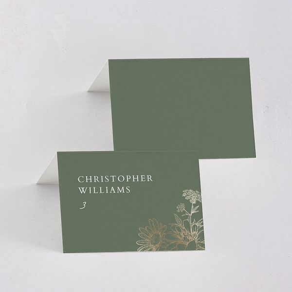 Rustic Botanical Foil Place Cards Moss Gold Signature