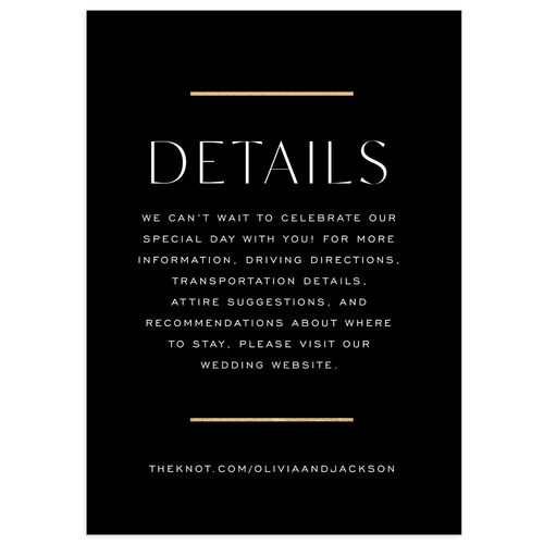 Just Us Foil Wedding Event Detail Cards Gold Licorice Signature Standard