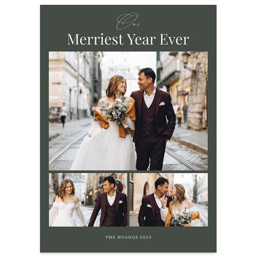 Our Merriest Year Holiday Cards Hunter Green Signature