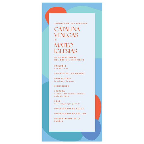 Santa Cruz Bilingual Foreign Language Wedding Programs Aquamarine Signature