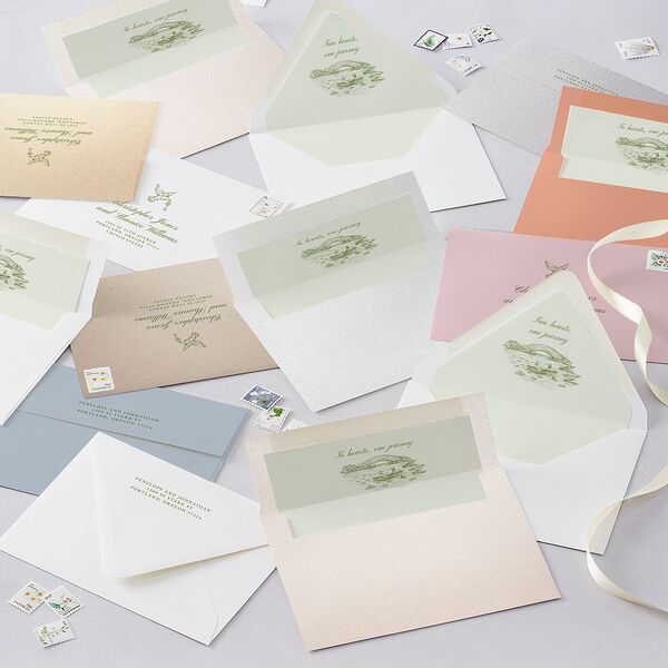 Elegant Italian Toile Euro Envelope Liners Greenery Luxe