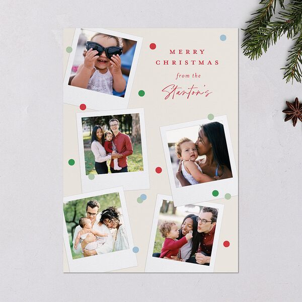 Instant Film Christmas Confetti Holiday Cards Ivory Signature Blank Portrait Standard