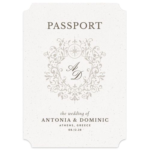 Timeless Passport Wedding Invitations Linen Signature Blank No Ticket