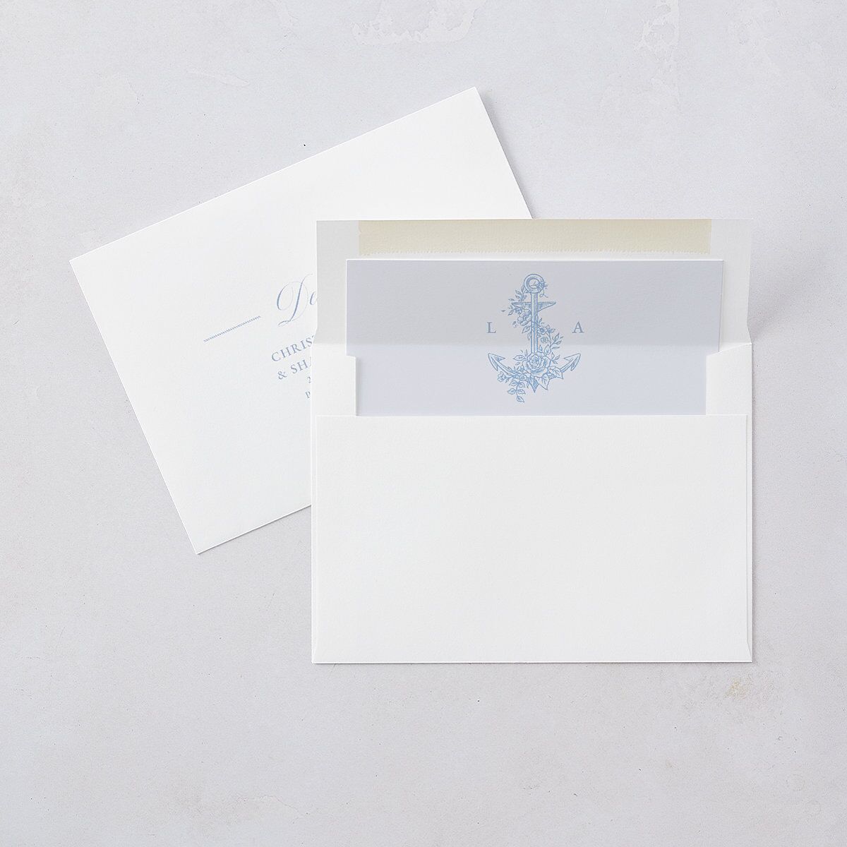 Coastal Oysters and Anchors Save the Date Cards Sea Blue Signature smooth Blank No Standard
