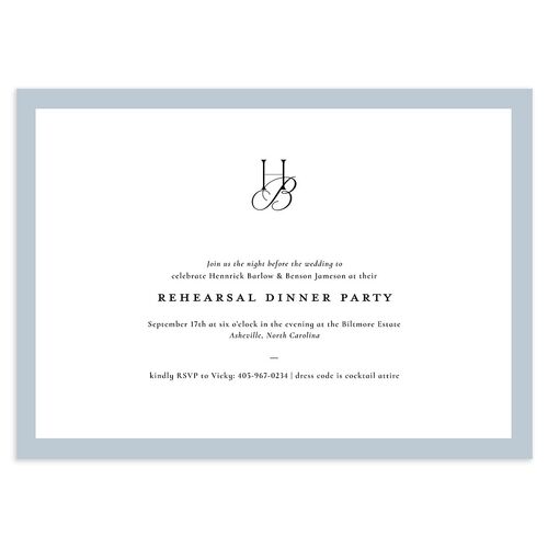 Refined Monogram Rehearsal Dinner Invitations Ocean Signature Blank Standard