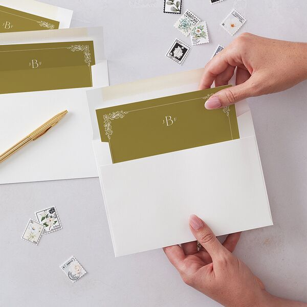Black Tie Crest Engagement Party Envelope Liners Pure White Standard