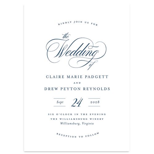 Classic Calligraphy Wedding Invitations Cruise Signature Blank No Standard