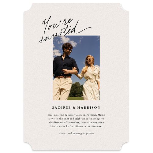 Elegant Editorial Page Wedding Invitations Champagne Signature Blank No Ticket