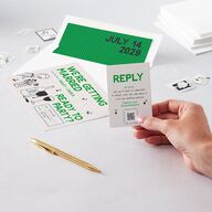 Hand Drawn Party QR Code RSVP Cards Jewel Green Signature Standard