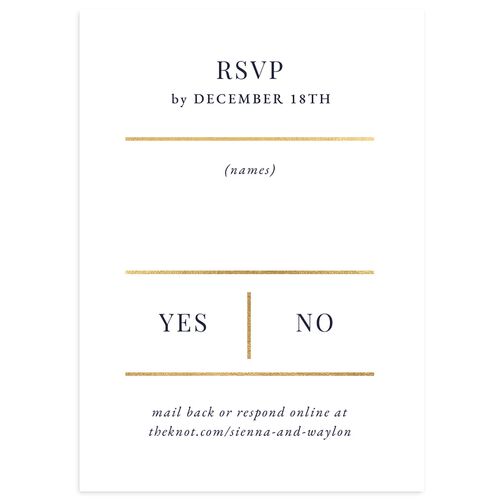 Classic Line Foil Wedding Response Cards Navy Gold Signature Standard