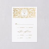 Vintage Toile Foil Wedding Response Cards Gold Marigold Signature