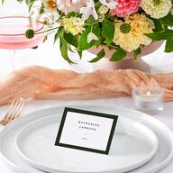Refined Monogram Place Cards Dark Green Signature