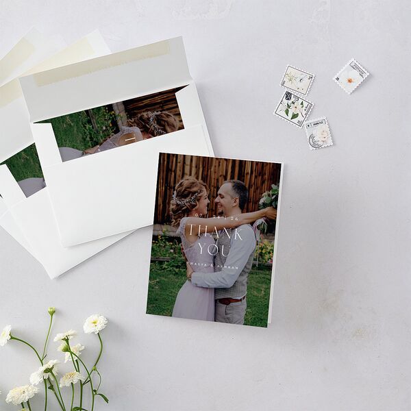 Graceful Chuppah Thank You Cards Pure White