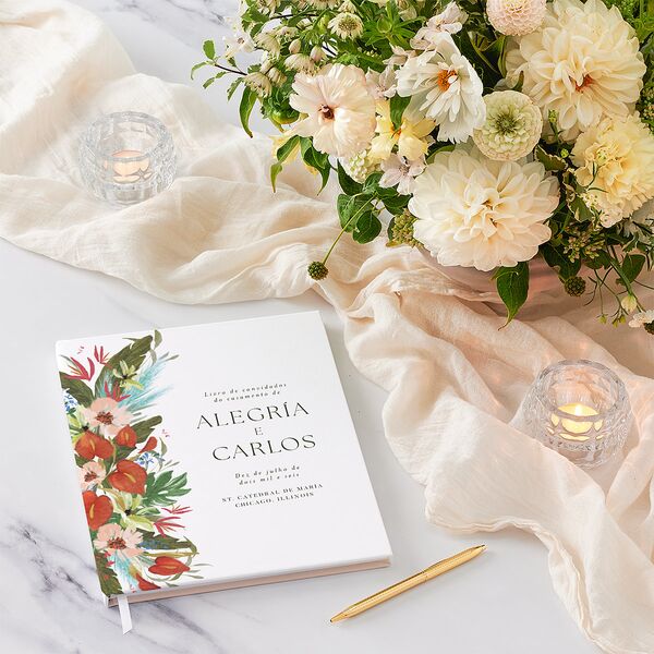 Flores Tropicais Guest Books Red Clay