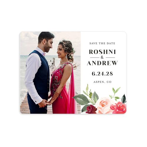 Vibrant Floral Save The Date Magnets Raspberry Magnet Paper