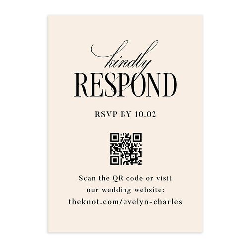 Whimsical Hand Drawn Bow QR Code RSVP Cards Linen Signature Standard