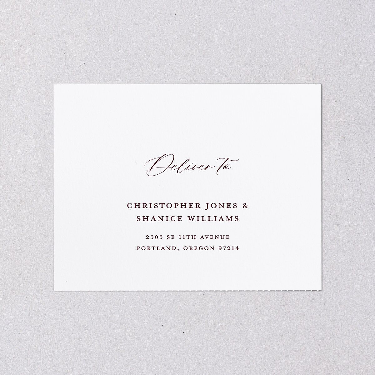 Dark Vintage Fantasy All-in-One Wedding Invitations Merlot Signature Light Both Recipient and Return Addresses No
