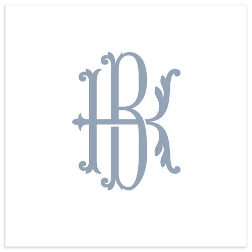Luxury Floral Monogram Luncheon Napkins Sea Blue Napkin Uncoined