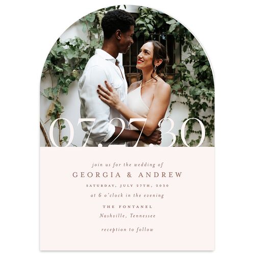 Elegant Date Wedding Invitations Dusty Rose Signature Blank No Arch