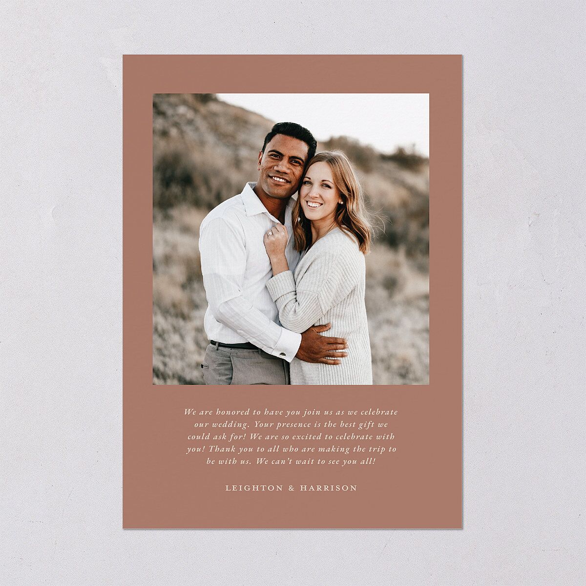 Pampas and Eucalyptus Floral Wedding Invitations Desert Rose Signature Blank No Standard