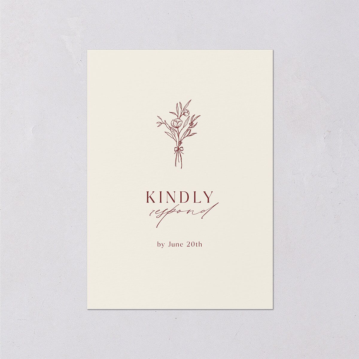 Simple Boho Flowers Wedding Response Cards Raspberry Signature
