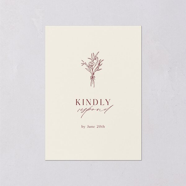Simple Boho Flowers Wedding Response Cards Raspberry Signature
