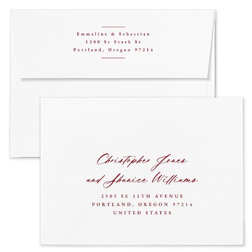 Western Barn Wedding Invitation Envelopes Kraft Deep Claret Recipient Address Standard Signature
