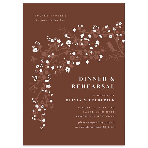 Cherry Blossoms Rehearsal Dinner Invitations Chestnut Signature Blank Standard