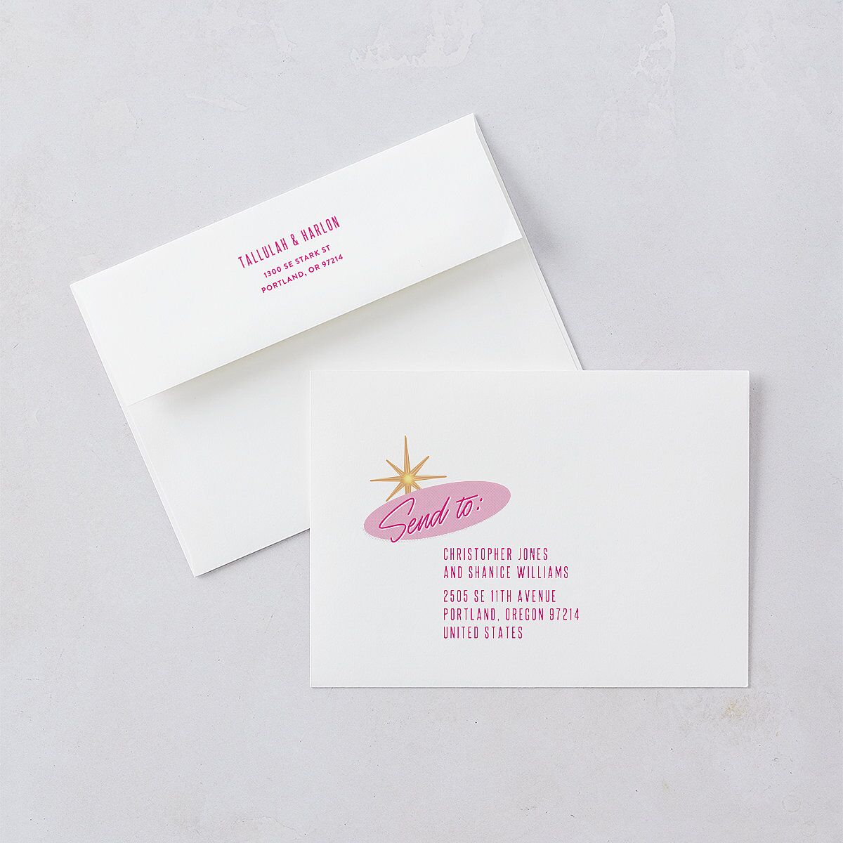 Las Vegas Love Save the Date Cards Rose Pink Signature smooth Blank No Standard