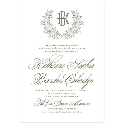 Luxury Floral Monogram Wedding Invitations Lavender Signature Blank No Standard