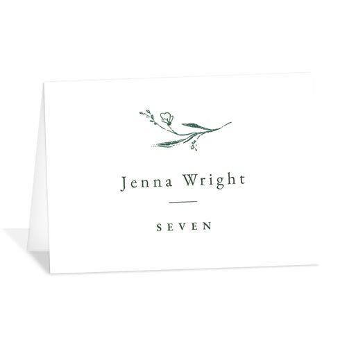 Illustrated Vines Place Cards Hunter Green Signature