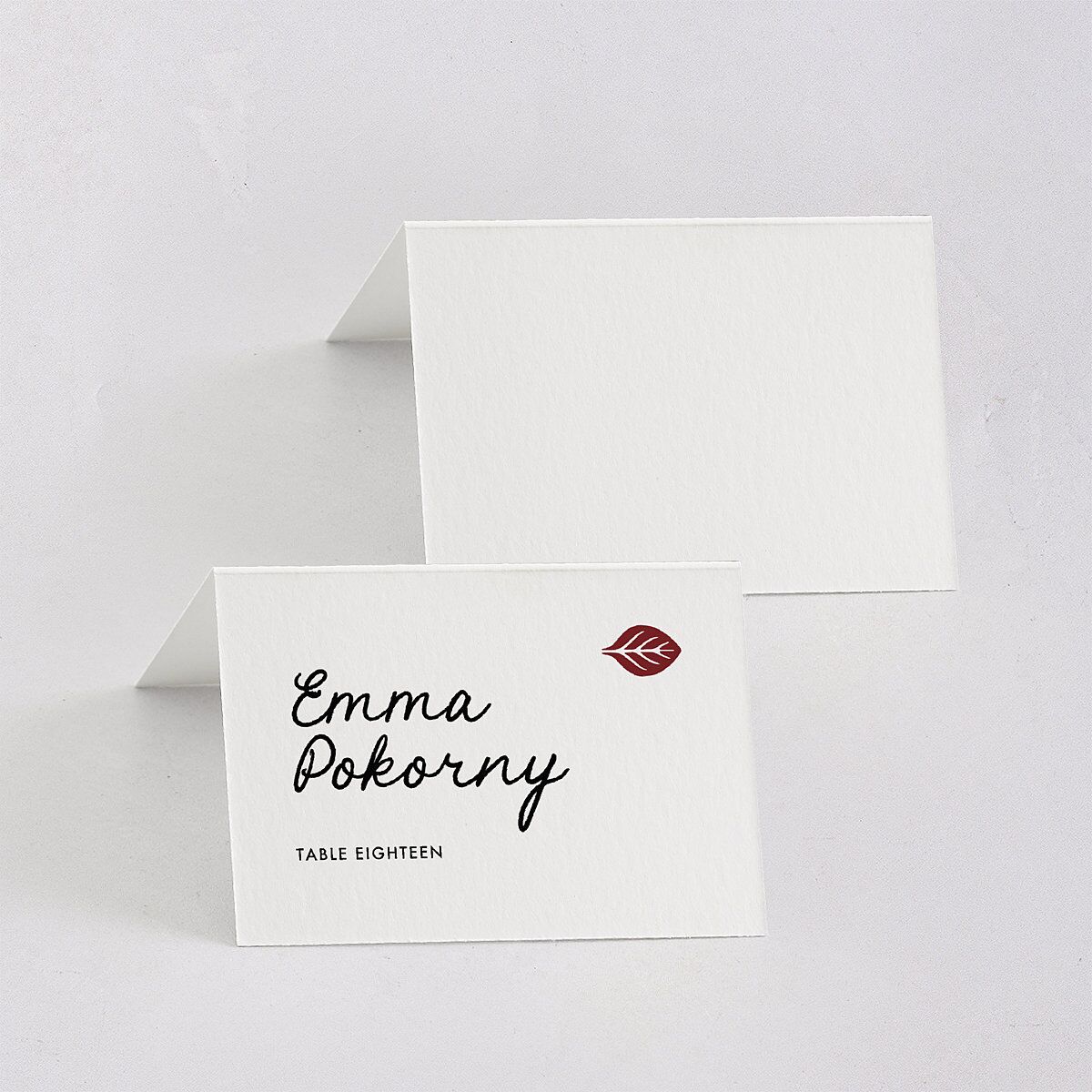 Hand Drawn Heart Photo Place Cards Maroon Signature