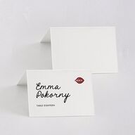 Hand Drawn Heart Photo Place Cards Maroon Signature