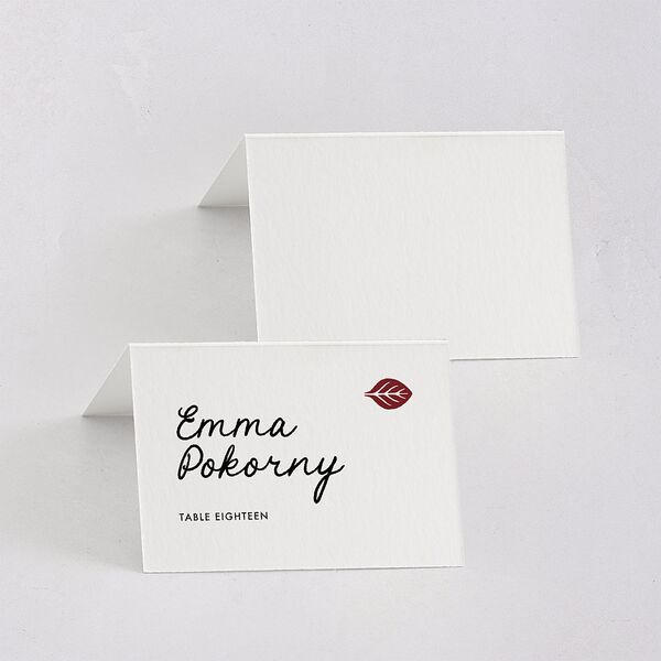 Hand Drawn Heart Photo Place Cards Maroon Signature