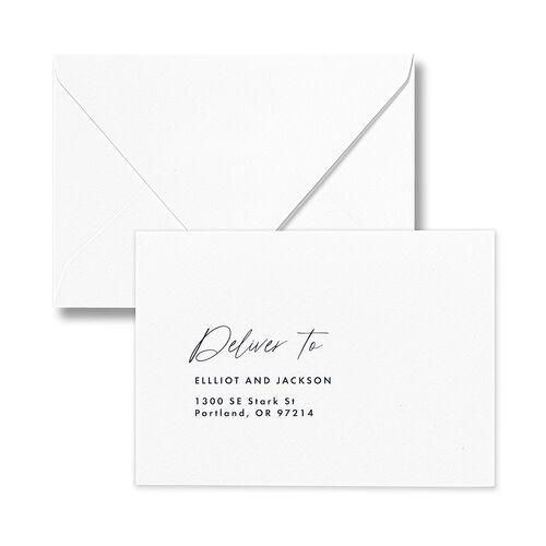 Scripted Arch Response Card Euro Envelopes Navy White Return Address Luxe