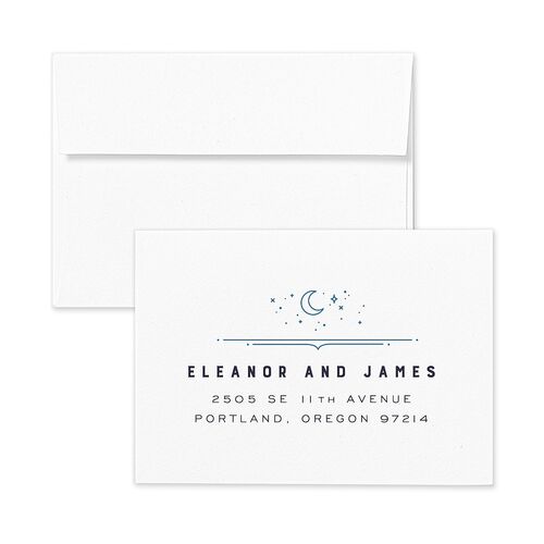 Iconic City Response Card Envelopes White Moody Blue Return Address Signature Standard