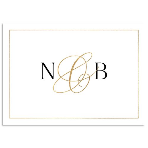 Romantic Ampersand Foil Wedding Enclosure Cards Pure White Gold Signature Standard