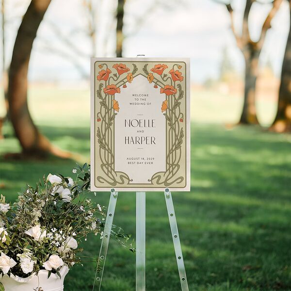 Vintage Nouveau Floral Standard Welcome Sign Medium Pear Standard Indoor Foam Core M Welcome