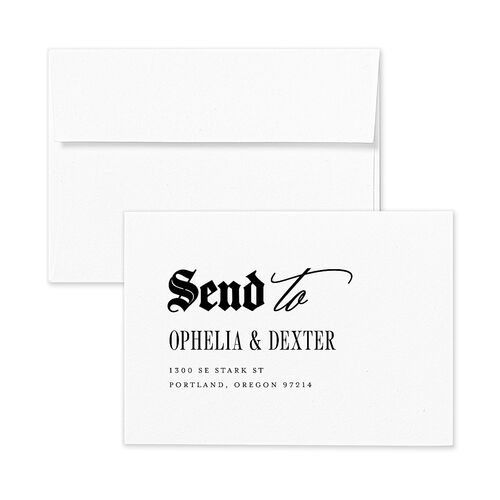 Til Death Gothic Photo Response Card Envelopes White Sand Return Address Signature Standard