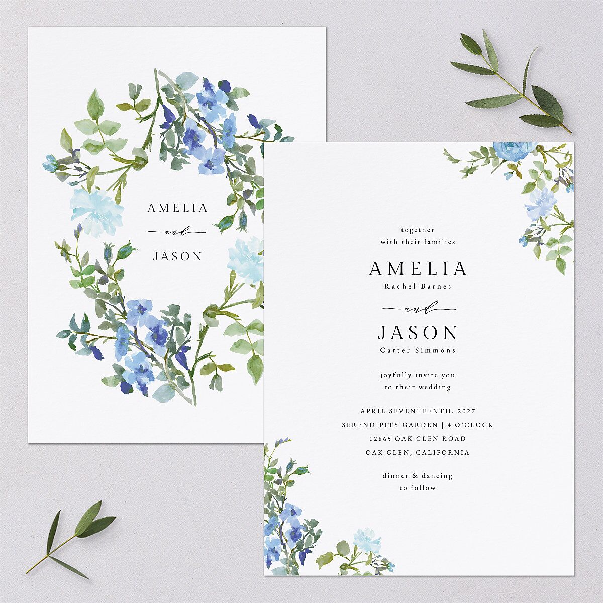 Minimal Floral Wedding Invitations — view 1