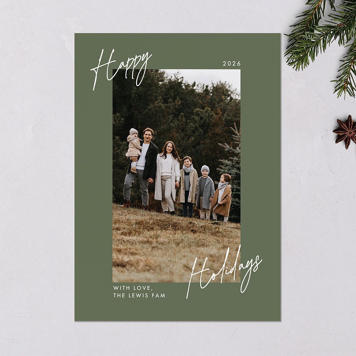 Signature Holiday Holiday Cards Deep Olive Signature Blank Standard Portrait