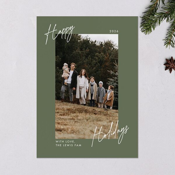 Signature Holiday Holiday Cards Deep Olive Signature Blank Standard Portrait