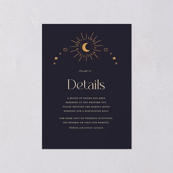 Celestial Galaxy Wedding Event Detail Cards Dark Navy Signature Standard